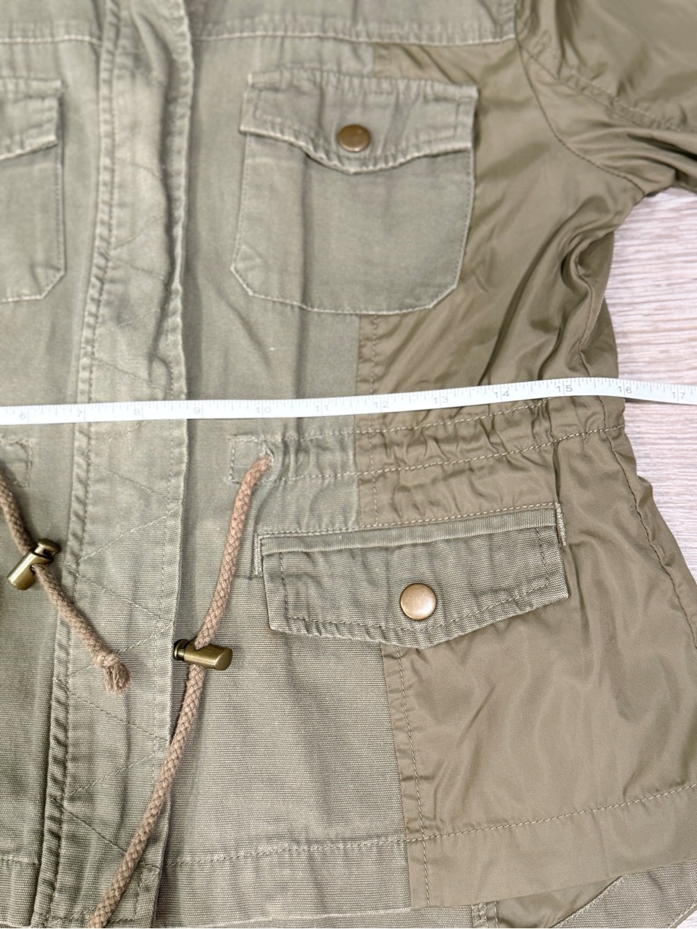 American Rag Womens Olive Green Utility Jacket with Drawstring Tie Size S - Picture 6 of 10